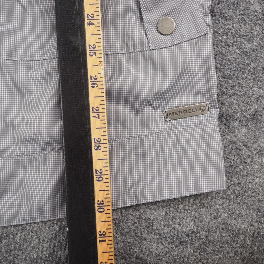 Merrell Full Zip Hooded Jacket Mens Med Gray Grid Gorpcore Outdoor Utility